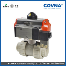 Air Pneumatic Plastic Ball Valve/Pneumatic PVC Ball Valve with double union connection